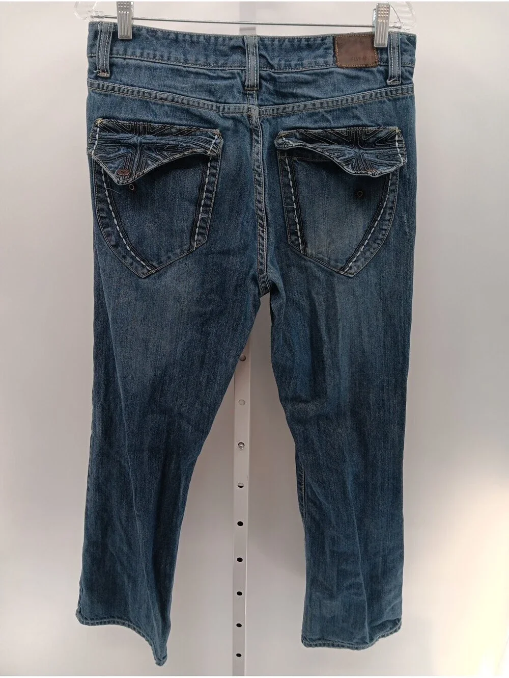Flypaper Jeans Mens 34×32 Blue Denim Distressed Straight Y2K Casual Medium Wash
